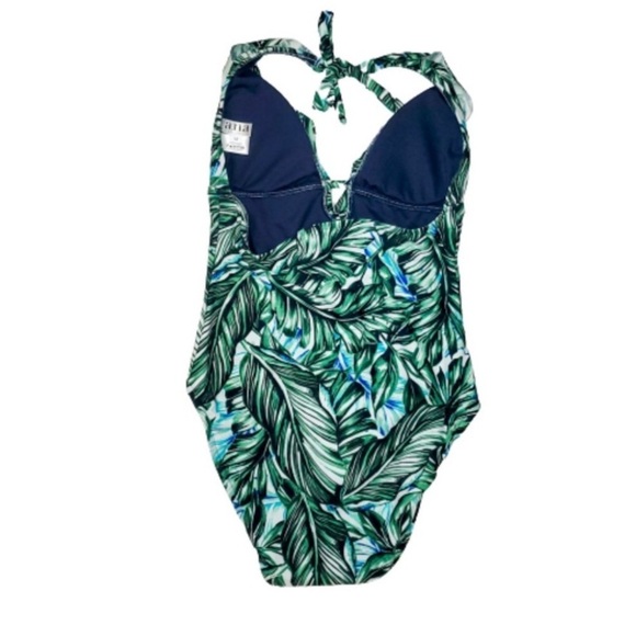a.n.a Green Tropical Multi Palm Leaf Print One Piece Swimsuit, Women’s XL - Picture 3 of 7